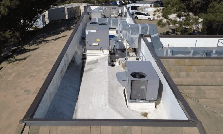 Rooftop HVAC units and equipment.