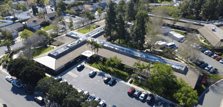 Aerial view of a nursing home.